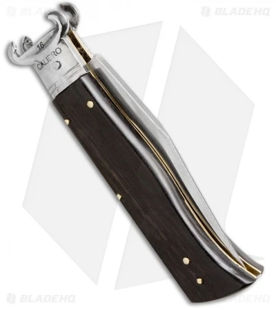 AGA Campolin 7.5" Calibro Humpback Automatic Knife Ebony Wood (3.4" Satin) 2 AGA Campolin 7.5" Calibro Humpback Automatic Knife Ebony Wood (3.4" Satin) - Image 2