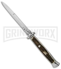 A.G.A. Campolin 18" Stag Horn Automatic Stiletto Knife (Bayonet)