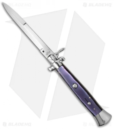 AGA Campolin 15" Ring Pull Automatic Italian Stiletto Purple (7" Satin Bayo) 1 AGA Campolin 15" Ring Pull Automatic Italian Stiletto Purple (7" Satin Bayo)